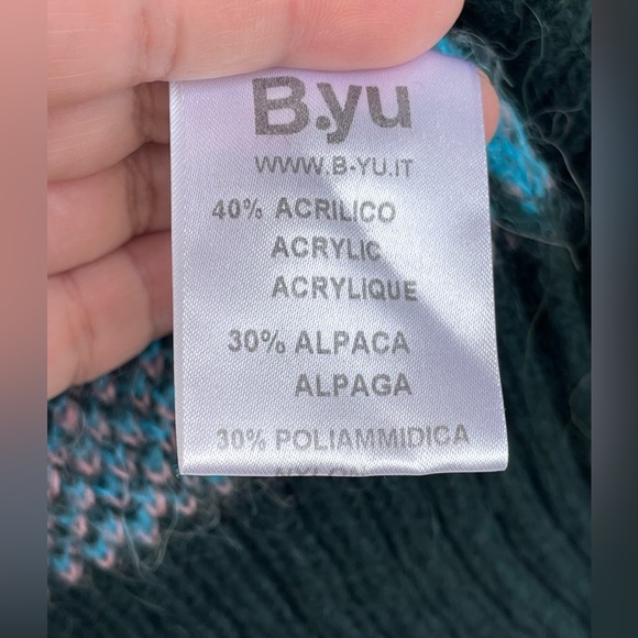 B.yu Italy Alpaca Blend Plaid Turtleneck – Dark Academia Forest Green Sweater - Picture 10 of 10